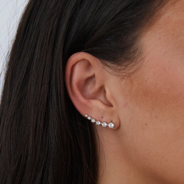 Celinna CZ Bar Earrings-Silver