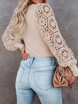 Crochet Lace Puff Sleeves Knit