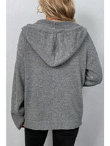 Knitted Button Down Sweater With Hood