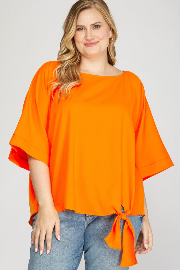 KIMONO SLEEVE WOVEN TOP WITH SIDE TIE DETAIL