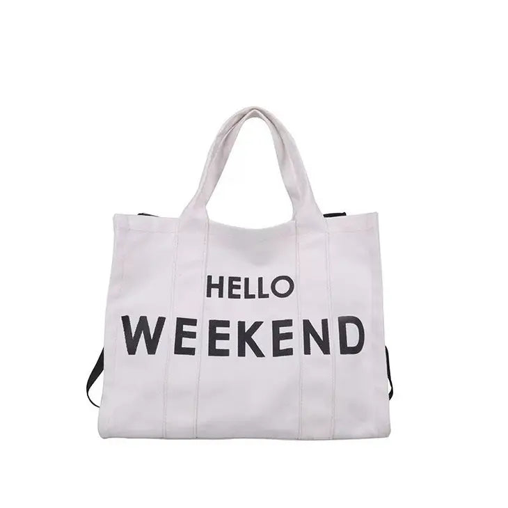 Hello Weekend Tote in White