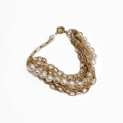 Tahitian Pearl Chunky Multi Chain Bracelet