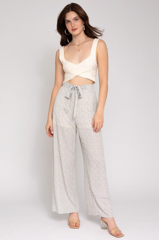 White and Grey Abstract Pants