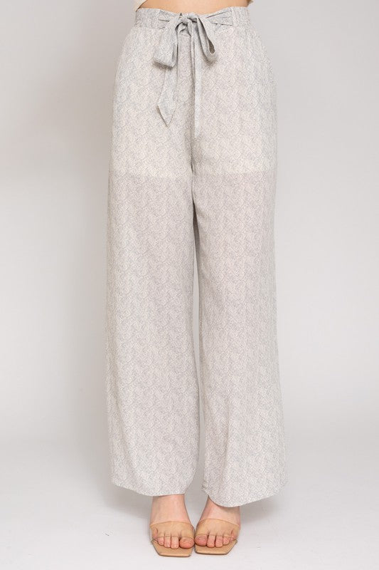 White and Grey Abstract Pants