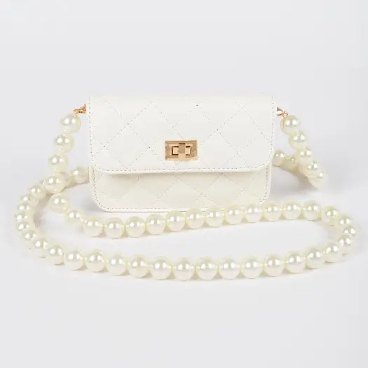White Purse with Pearl Handle