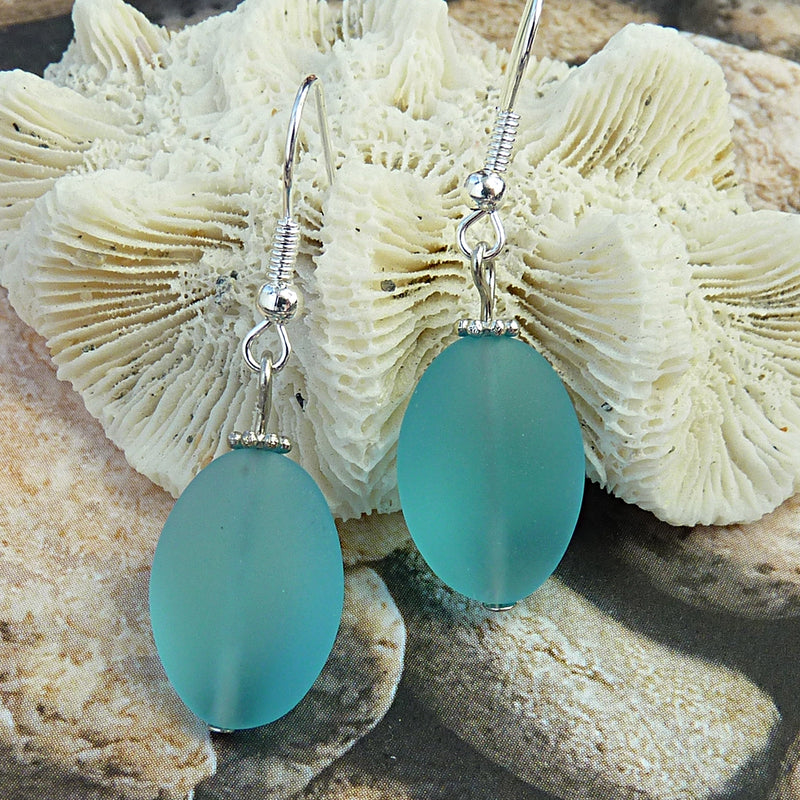 Oval Beach Glass Earrings