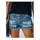 Button Fly Distressed Shorts
