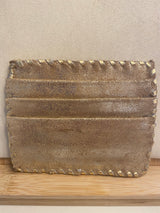 Credit Card Holder Suede Leather Gold