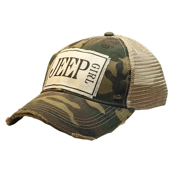 Meshed Distressed Trucker Hat-Jeep Girl