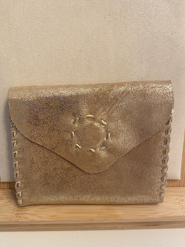 Daisy Wallet Suede Leather Gold