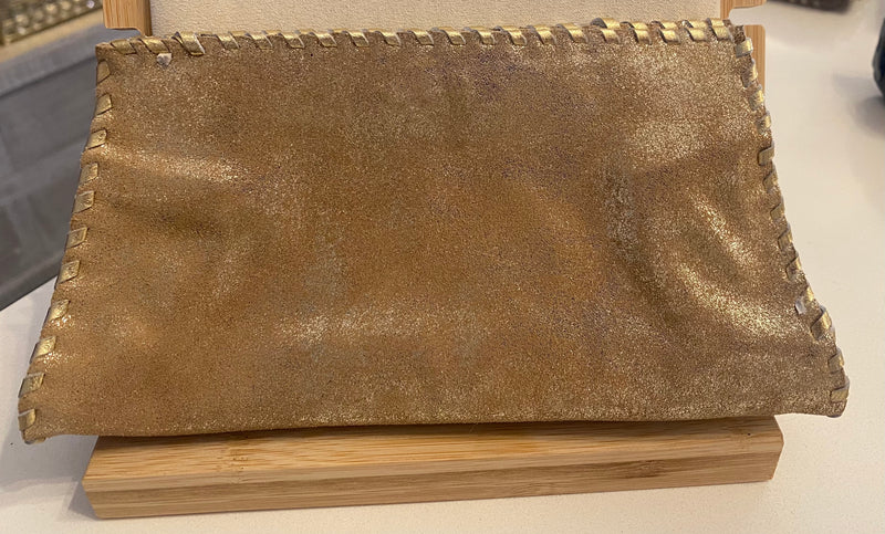 Eyeglass Case Suede Leather Gold