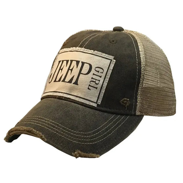 Meshed Distressed Trucker Hat-Jeep Girl