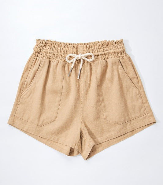 Trend Notes Rope Drawstring Linen Shorts