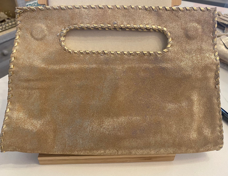 MIA Clutch in Suede Gold