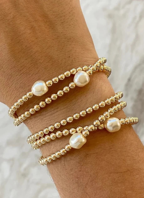 Freshwater Pearl Accent 14k Gold Filled Bead Bracelet