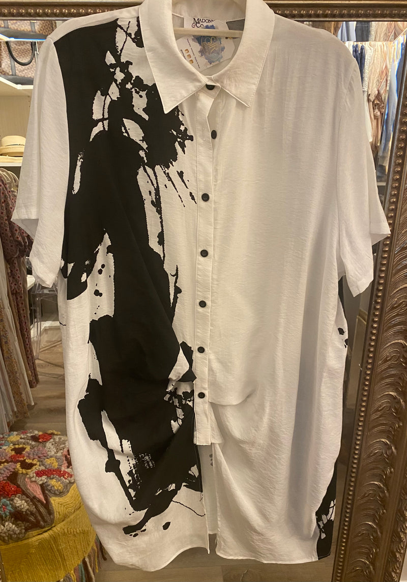 Madonna Pattern Shirt Dress