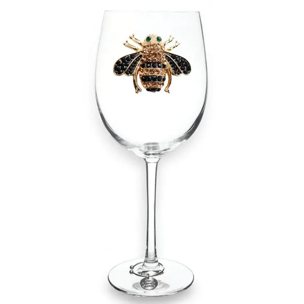 Queen Bee Jeweled Stemmed Wine Glass