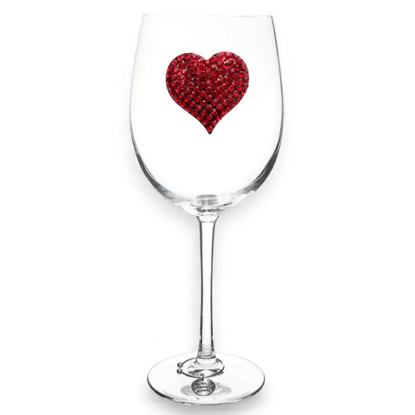 Red Heart Jeweled Stemmed Wine Glass