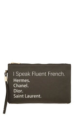 I Speak Fluent French Faux Leather Clutch