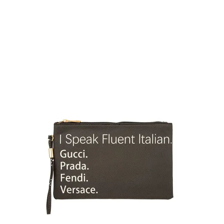 I Speak Fluent Italian Faux Leather Clutch