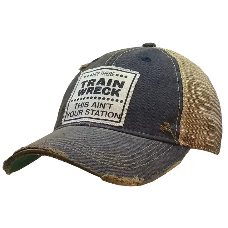 Meshed Distressed Trucker Hat-Train Wreck