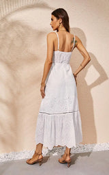 Lace Embroidery Anglaise Maxi Dress In White