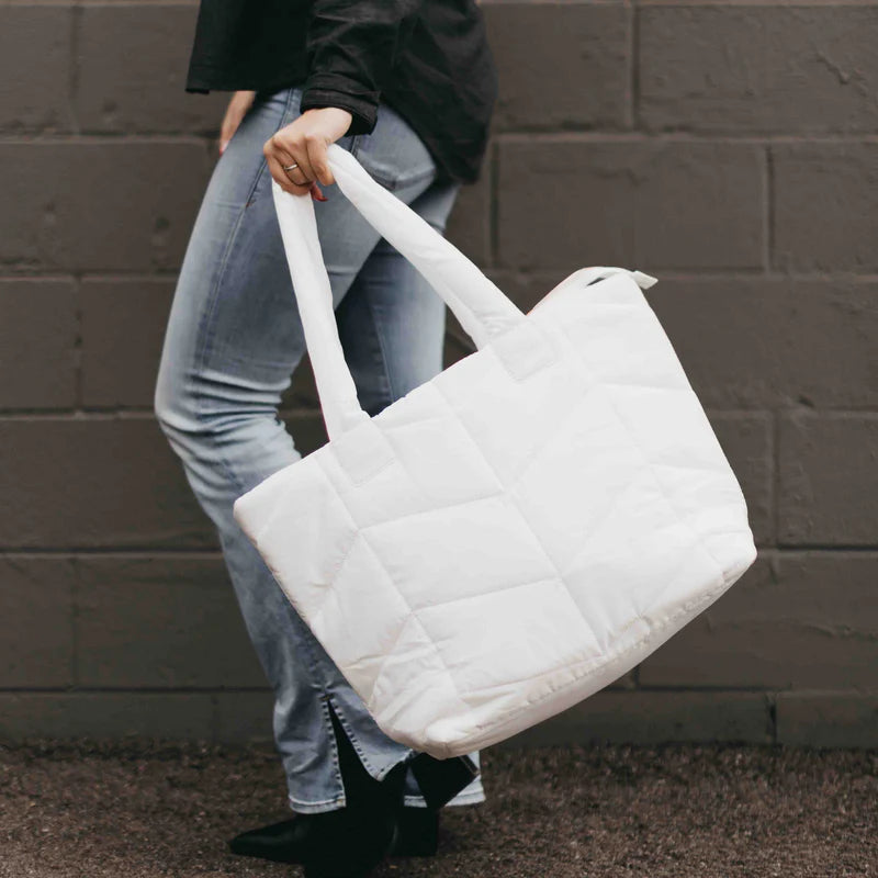 Naomi Nylon Tote Bag in White