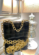 Vegan Woven Purse with Gold Chain