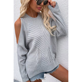 Cable Cold Shoulder Knitted Sweater Top