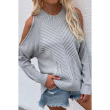 Cable Cold Shoulder Knitted Sweater Top