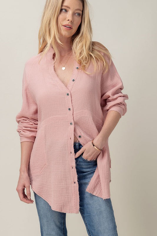 Oversize Gauge Button-Down Shirt