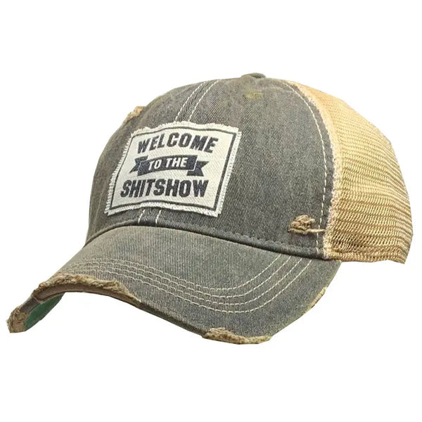 Meshed Distressed Trucker Hat- Welcome To The Shit Show
